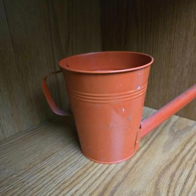 Kitchen herbs grow kit, garden sttake, mom wow planter and a small metal watering can planter