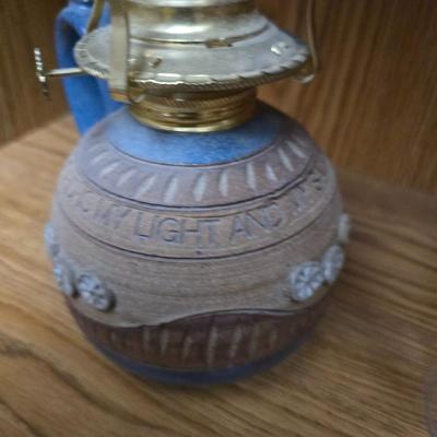 Pottery oil lamp "The Lord is my light and my salvaton" Oil lamp with bottle of oil lamp oil