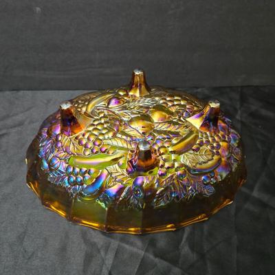 Vintage Indiana glass carnival glass large fruit bowl