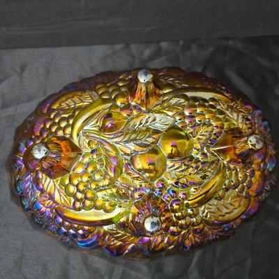 Vintage Indiana glass carnival glass large fruit bowl