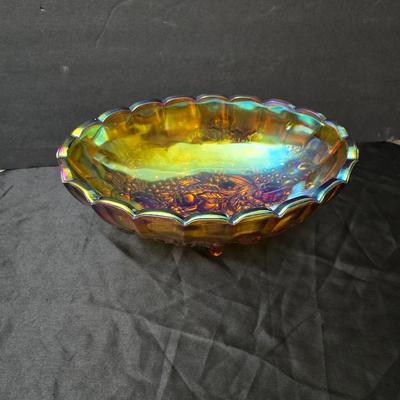Vintage Indiana glass carnival glass large fruit bowl