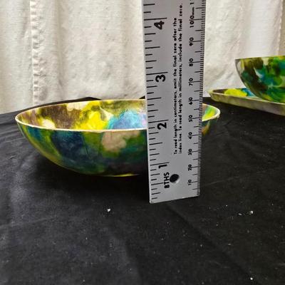 Matching Mid-century floral trio - fiberglass tray with chip and dip bowls