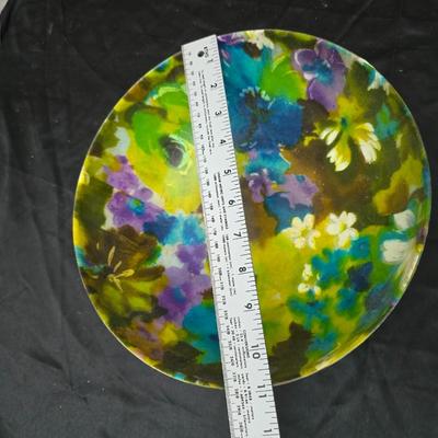 Matching Mid-century floral trio - fiberglass tray with chip and dip bowls