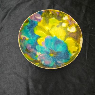 Matching Mid-century floral trio - fiberglass tray with chip and dip bowls