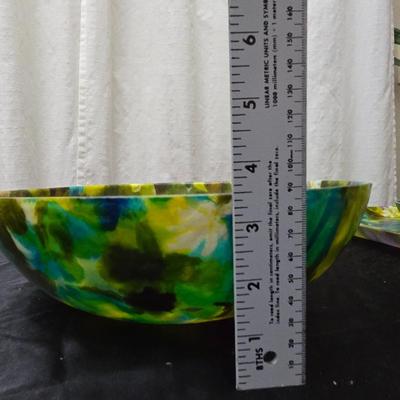 Matching Mid-century floral trio - fiberglass tray with chip and dip bowls