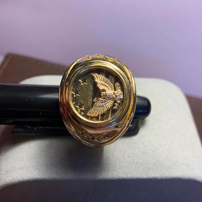 Eagle On Diamond Men’s Ring Sterling w 10k Gold Wash size 13