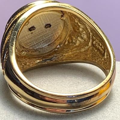 Eagle On Diamond Men’s Ring Sterling w 10k Gold Wash size 13