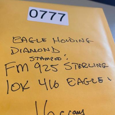 Eagle On Diamond Men’s Ring Sterling w 10k Gold Wash size 13