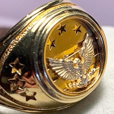 Eagle On Diamond Men’s Ring Sterling w 10k Gold Wash size 13