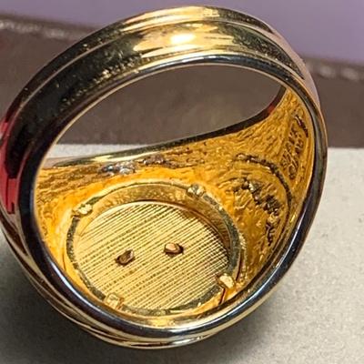 Eagle On Diamond Men’s Ring Sterling w 10k Gold Wash size 13