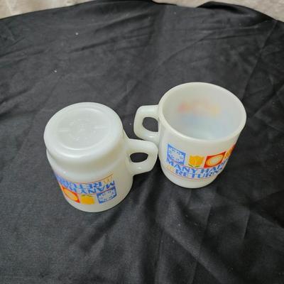 Vintage FireKing Mcdonalds mugs and three small FireKing bowls