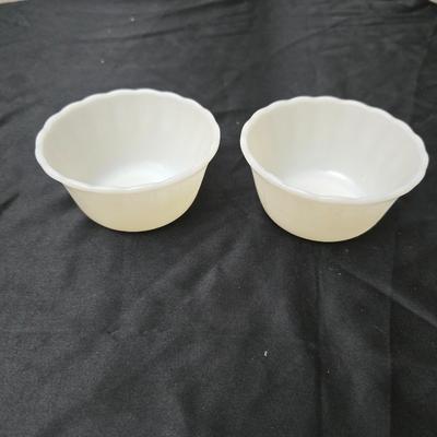 Vintage FireKing Mcdonalds mugs and three small FireKing bowls