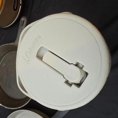 Perfect kitchen accessories for the camper! small coffee pot, cast iron frying pan, water thermos, egg organization and more
