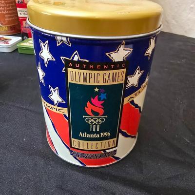 Vintage collectible and new Tins - campfire girls tin with blue bird pin - tea containers - vintage coffee and more
