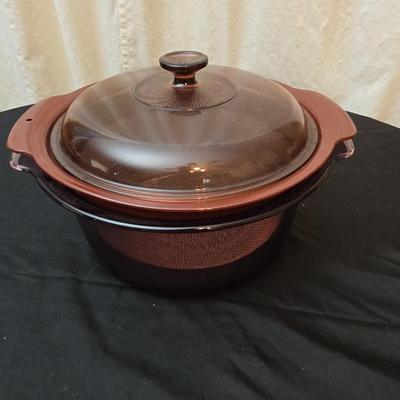 Vintage Corning ware Visions cranberry 3.5L dutch oven stock pot