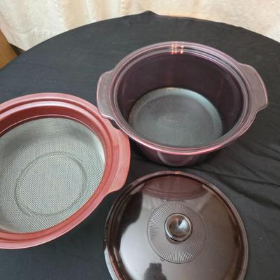 Vintage Corning ware Visions cranberry 3.5L dutch oven stock pot