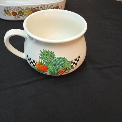 Corning ware spice life covered dish with condiment set - and other "vegetable themed" cookware