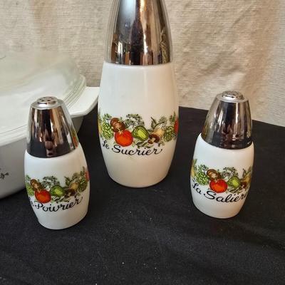 Corning ware spice life covered dish with condiment set - and other "vegetable themed" cookware
