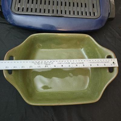 T-fal electric All season's BBQ grill with nice tastefully simple oven safe serving dish