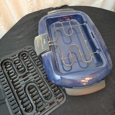 T-fal electric All season's BBQ grill with nice tastefully simple oven safe serving dish