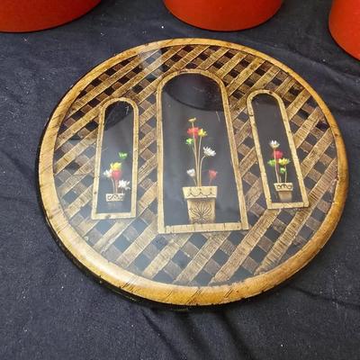 Vintage metal kitchen canister set with wall art and a electric warm - o - tray food warmer
