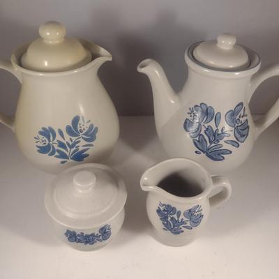 Pfaltzgraff Yorktowne Coffee Pot, Insulated Plastic Carafe, Creamer, and Covered Sugar Bowl