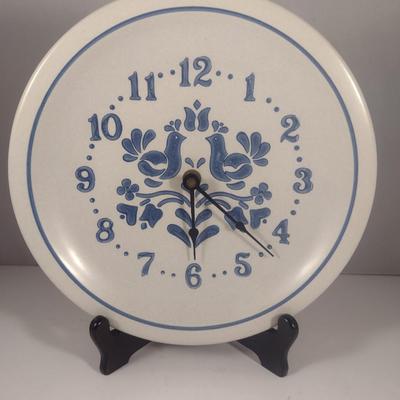Pfaltzgraff Yorktowne Pottery Wall Clock- Battery Operated- Approx 10 1/4" in Diameter