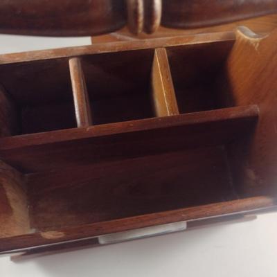 Pfaltzgraff Yorktowne Pair of Wooden Flatware/Cutlery Caddies