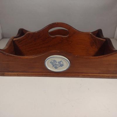 Pfaltzgraff Yorktowne Pair of Wooden Flatware/Cutlery Caddies