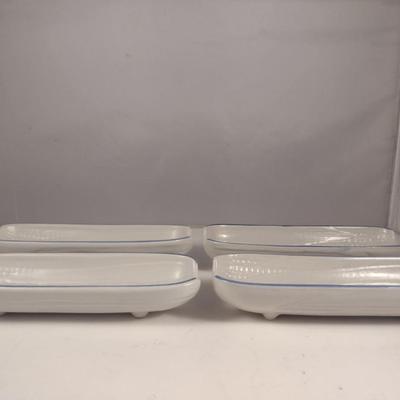Pfaltzgraff Yorktowne Pottery Small Dish Collection- Relish, Crescent Shaped Salad, Corn Holders, Oval Scalloped Plates
