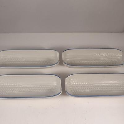 Pfaltzgraff Yorktowne Pottery Small Dish Collection- Relish, Crescent Shaped Salad, Corn Holders, Oval Scalloped Plates