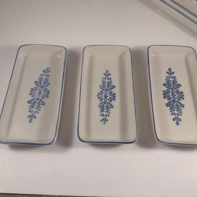Pfaltzgraff Yorktowne Pottery Small Dish Collection- Relish, Crescent Shaped Salad, Corn Holders, Oval Scalloped Plates