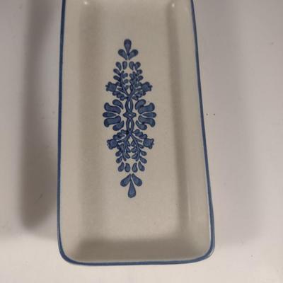 Pfaltzgraff Yorktowne Pottery Small Dish Collection- Relish, Crescent Shaped Salad, Corn Holders, Oval Scalloped Plates