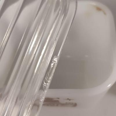 Vintage Set of Three Pyrex Refrigerator Dishes with Lids- Early American Pattern