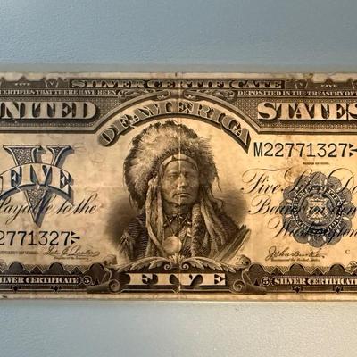 Very Rare 1899 5 Dollar Silver Certificate Chief Note