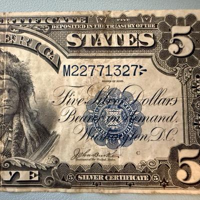 Very Rare 1899 5 Dollar Silver Certificate Chief Note