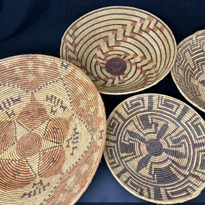 4 Large Native American Handmade Baskets