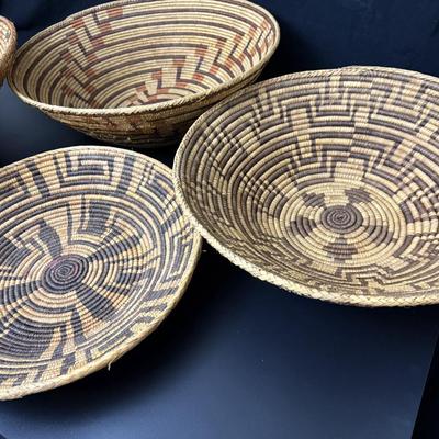 4 Large Native American Handmade Baskets