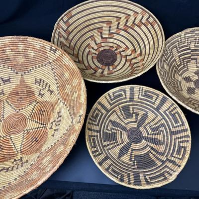 4 Large Native American Handmade Baskets