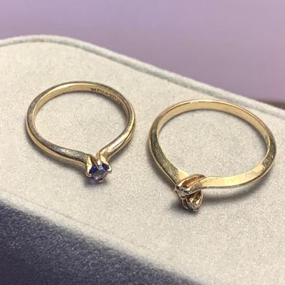 TWO 10k Yellow Gold Rings - 2.2 grams size 2.5, 5