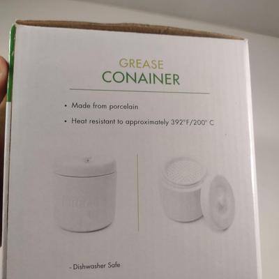 Ceramic Grease Container with Strainer- New in Box