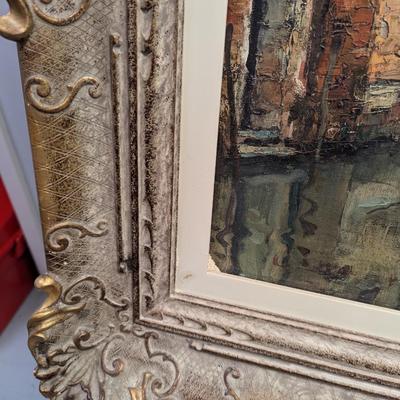 Artist Gregorio Mariani Italian Painting With Custom Ornate Frame