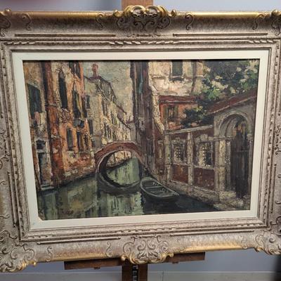 Artist Gregorio Mariani Italian Painting With Custom Ornate Frame