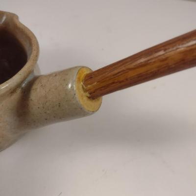Pottery and Wood Ladle- Signed by Maker
