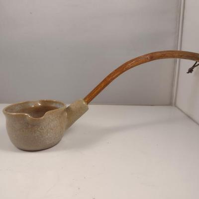 Pottery and Wood Ladle- Signed by Maker