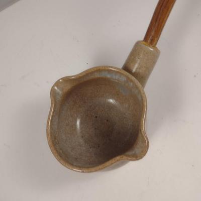 Pottery and Wood Ladle- Signed by Maker