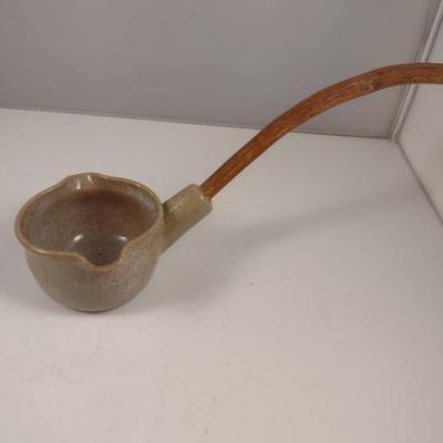 Pottery and Wood Ladle- Signed by Maker