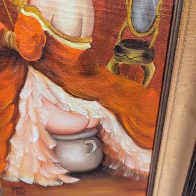 Original Framed Art Painting on Canvas 'The Chamber Pot' by V. Moses