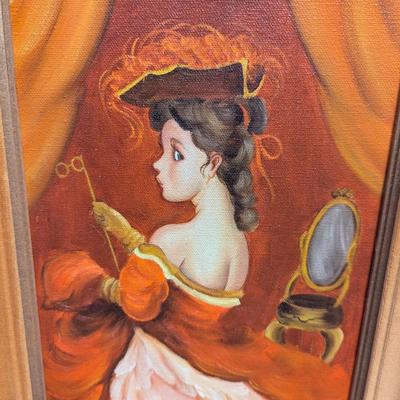 Original Framed Art Painting on Canvas 'The Chamber Pot' by V. Moses