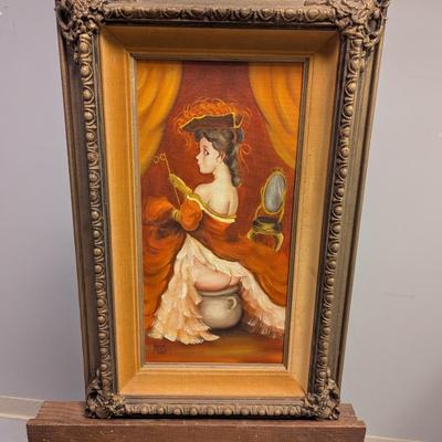 Original Framed Art Painting on Canvas 'The Chamber Pot' by V. Moses